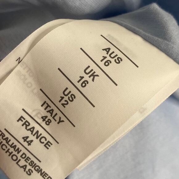 Nicholas Makenna Pleated Drop Waist Corset Linen Midi Dress Sky 12 - Picture 5 of 8